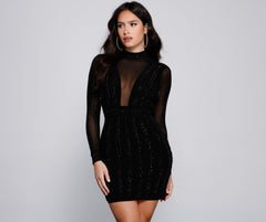 Vestidos ajustados de malla con diamantes de imitación Amelia