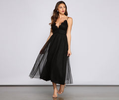 Poppy Formelle A-Linien-Kleider mit gewellter Spitze