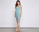 Aurora High-Slit Fitted Midi Dresses