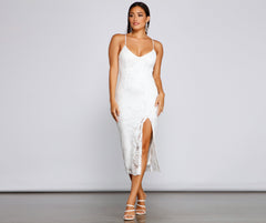 Vestidos midi de encaje sin mangas formales Seraphina