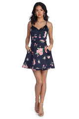 Pia Satin Floral Party Dresses