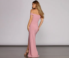 Ria Formal High Slit Ruched Dresses