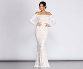 Vestidos formales con hombros descubiertos y lentejuelas Sierra