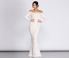 Sierra Sequin Off The Shoulder Formal Dresses