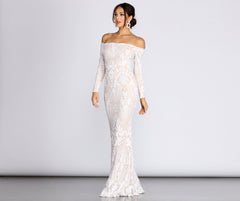 Sierra Sequin Off The Shoulder Formal Dresses