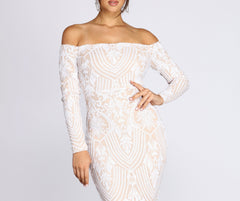 Sierra Sequin Off The Shoulder Formal Dresses