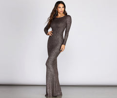 Neann Open Back Glitter Dresses
