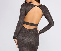 Neann Open Back Glitter Dresses