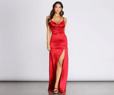 Amelia Formal High Slit Satin Dresses