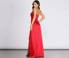 Amelia Formal High Slit Satin Dresses