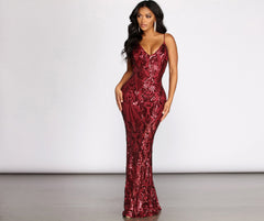 Seline Formal Sequin Scroll Dresses