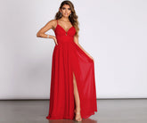 Arlyn Chiffon Deep V A Line Dresses