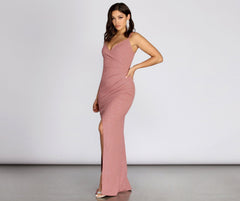 Vestidos formales de crepé con purpurina Stacia