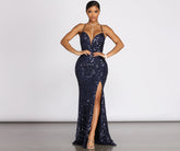 Alese Scroll Sequin Cross Back Mermaid Dresses