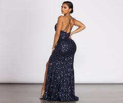 Alese Scroll Sequin Cross Back Mermaid Dresses
