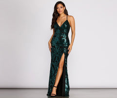 Annalise Scroll Sequin Cross Back Dresses