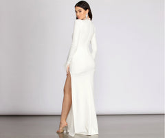 Beka Mesh And Heat Stone High Slit Dresses