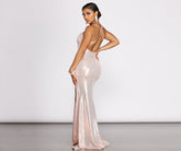 Alvera Sequin Lurex High Slit Dresses