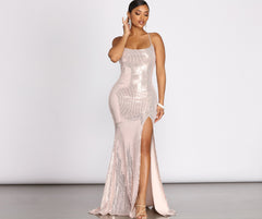 Alvera Sequin Lurex High Slit Dresses