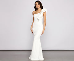 Vestido formal Diana con volantes de un solo hombro