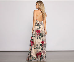 Charena Formal Embroidered Floral Tulle Dresses