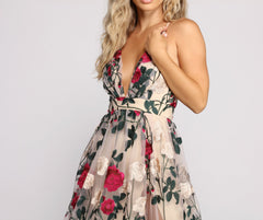 Charena Formal Embroidered Floral Tulle Dresses