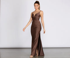 Bali Lurex Deep V Ruched Dresses
