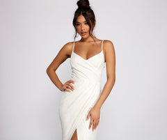 Vestidos formales cruzados metalizados Parker