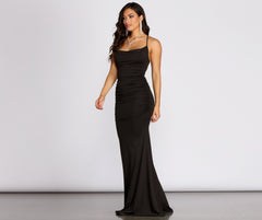 Rona Cowl Neck Lace Up Back Dresses