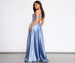 Alexandra Satin Lace Back A-Line Dresses