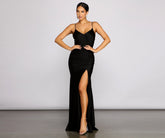 Aria Sleeveless Ruched High-Slit Dresses