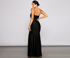 Vestidos Aria sin mangas fruncidos con abertura alta