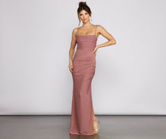 Quinn Ruched High Slit Formal Dresses
