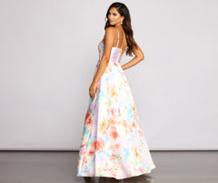 Cami Formal Floral Satin A-Line Dresses