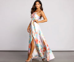 Cami Formal Floral Satin A-Line Dresses