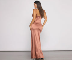 Nikita Formal High Slit Satin Dresses