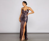 Claire – Ärmellose Abendkleider mit Pailletten und hohem Schlitz