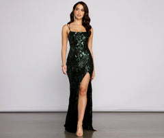 Arabella Formal Sequin Scroll Print Dresses