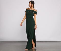 Rylee Formal Off the Shoulder Crepe Dresses