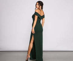 Rylee Formal Off the Shoulder Crepe Dresses