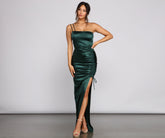 Norah Formal High Slit Satin Dresses
