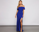 Coralie – Schulterfreies Kleid mit Schlitz vorne