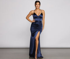 Vestidos de sirena de satén fruncido Abigail