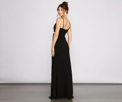 Vestidos formales de crepé con cintura de diamantes de imitación de Bella