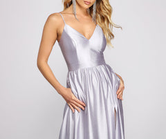 Riley Glitter Satin A-Line Formal Dresses