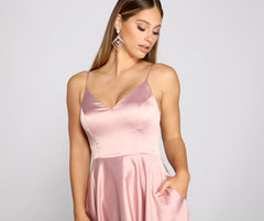 Spencer Satin High-Low Formal Dresses
