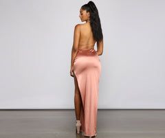Nat Formal Backless Satin Dresses