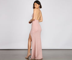 Vestidos de sirena de punto con purpurina de Celina