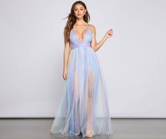 Nylah Pleated Rainbow A-Line Dresses