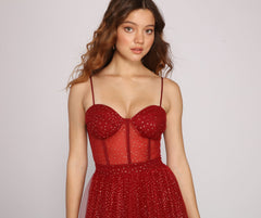 Vestido formal Cressida con purpurina y corte A